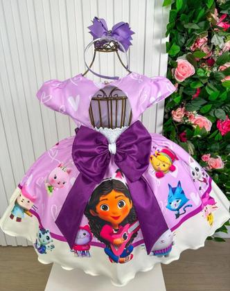 Imagem de Vestido Infantil Tematicos Luxo A Casa Magica da Gabby super luxo festa BEVESTINFTMTLXCMGCDGBB