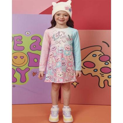 Imagem de Vestido Infantil Térmico Pelucia Ursinhas Carinhosas Infanti