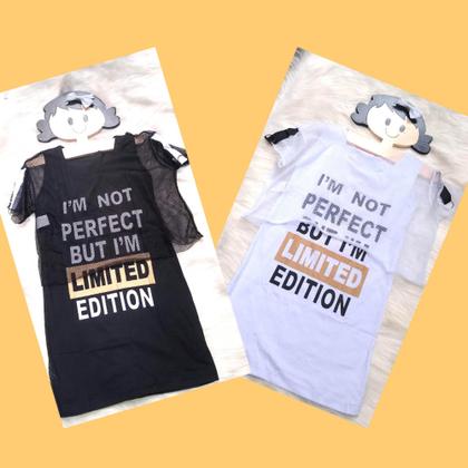 Imagem de Vestido Infantil verão Com Tule -  I'm not perfect but I'm limited edition - Bilica
