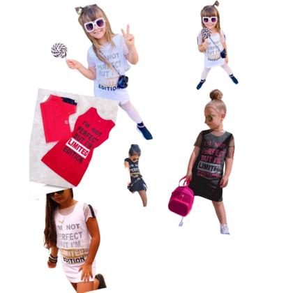 Imagem de Vestido Infantil verão Com Tule -  I'm not perfect but I'm limited edition - Bilica