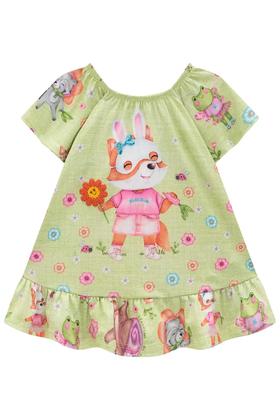 Imagem de Vestido Infantil Verão Raposa Malha Fresh Verde Kukiê