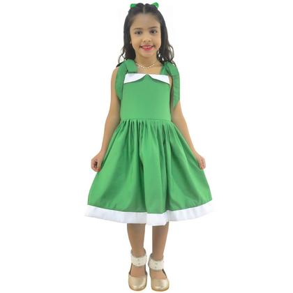 Imagem de Vestido Infantil Verde Casual Menina Elegante + Laço