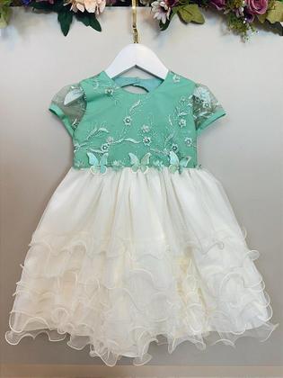 Imagem de Vestido Infantil Verde Jardim Encantado com Saia de Babados