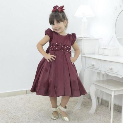 Imagem de Vestido infantil vermelho marsala