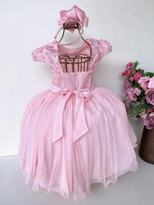 Imagem de Vestido infantil Vila Lele Rosa Bebe c/ aplique borboletas