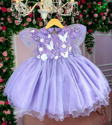 Imagem de Vestido jardim encantado bosque flores e borboletas rosa