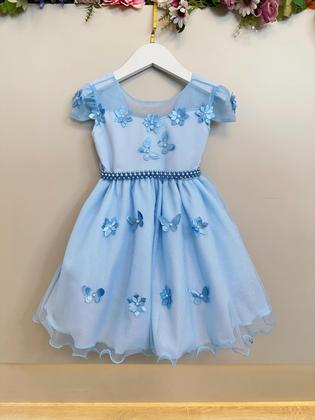 Imagem de Vestido Jardim Encantado Festas Luxo Infantil Azul Claro