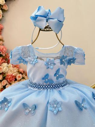 Imagem de Vestido Jardim Encantado Festas Luxo Infantil Azul Claro