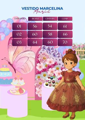 Imagem de Vestido Jardim Encantado Marsala com Dourado para Festa Infantil Marcelina