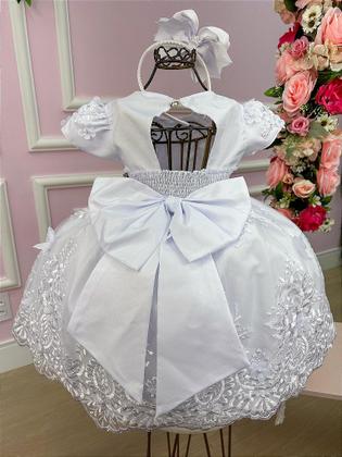 Imagem de Vestido Jardim Encantado Realeza Branco para Batizado de Daminha