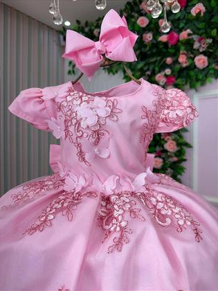 Imagem de Vestido Jardim Encantado Rosa Chiclete para Festa Infantil Marcelina