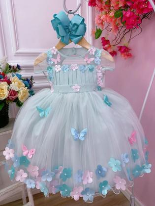 Imagem de Vestido jardim luxo encantado rosa azul festa infantil bosque lilas verde