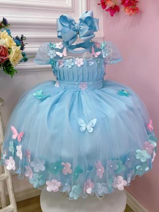 Imagem de Vestido jardim luxo encantado rosa azul festa infantil bosque lilas verde