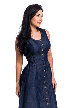 Imagem de Vestido Jeans Longo Com Lastex