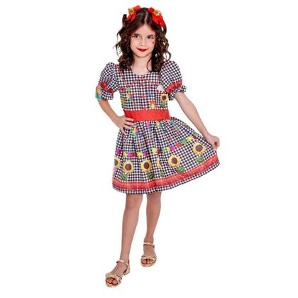 Imagem de Vestido Junino Fantasia Caipira Caipirinha Xadrez Infantil  Menina Festa Junina