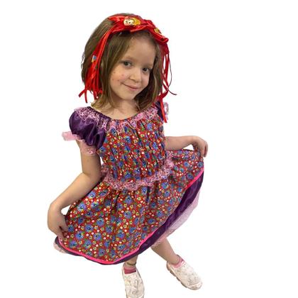 Imagem de Vestido Junino Infantil Festa Junina Caipira Menina São João Arraia Caipirinha Quadrilha Quermesse