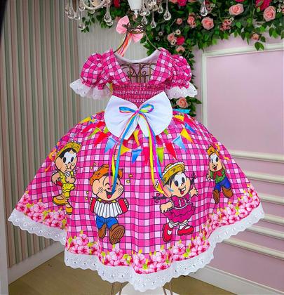 Imagem de Vestido Junino Temático Luxo Turma da Mônica - Festa Junina