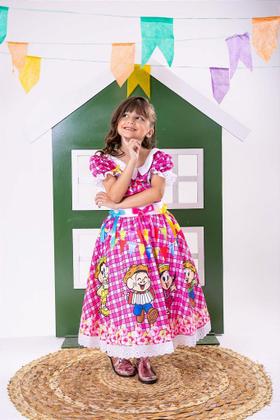 Imagem de Vestido Junino Temático Luxo Turma da Mônica - Festa Junina