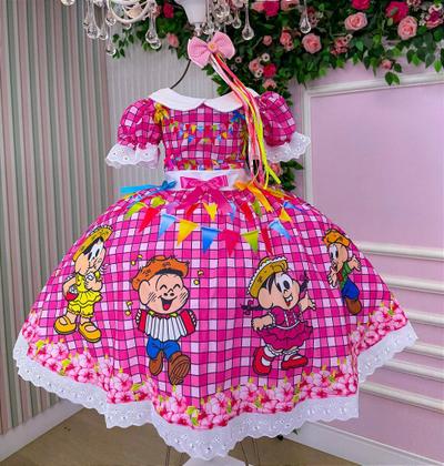 Imagem de Vestido Junino Temático Luxo Turma da Mônica - Festa Junina