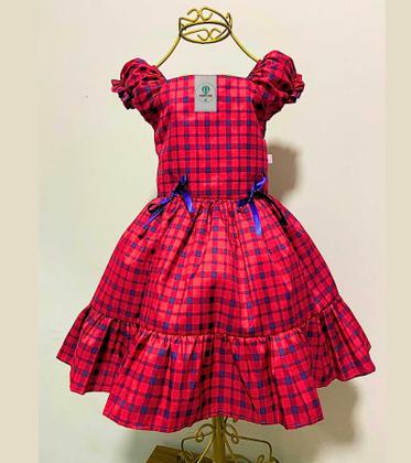 Imagem de Vestido Junino Xadrez Vermelho com Azul Tam.2 a 10 Anos