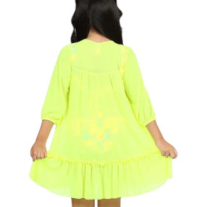Imagem de Vestido Kids Eduarda Menina Tule Amarelo Fluor Estilo Siri