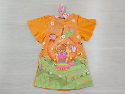 Imagem de Vestido Kukiê Ursinha Alecrim Laranja Linha Luxo Cód: 326