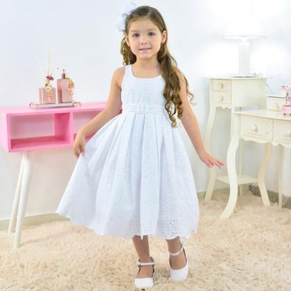 Imagem de Vestido Laise Branco Infantil: Elegância dos 6 meses aos 10 anos