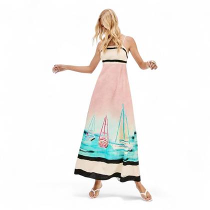 Imagem de Vestido Lança Perfume Super Midi Estampado De Alças