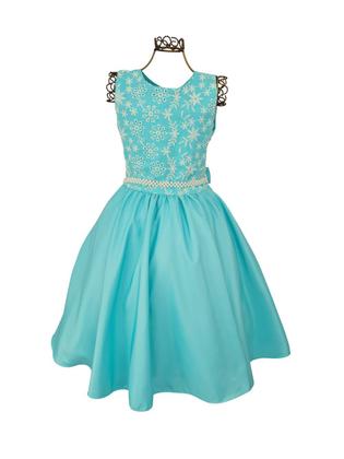 Imagem de Vestido Lese Verde Infantil Festa Casamento Cinto Perólas
