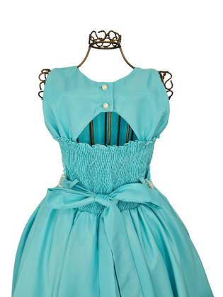 Imagem de Vestido Lese Verde Infantil Festa Casamento Cinto Perólas