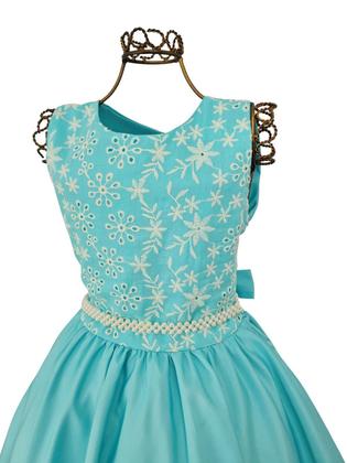 Imagem de Vestido Lese Verde Infantil Festa Casamento Cinto Perólas