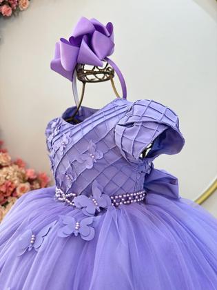 Imagem de Vestido lilas jardim encantado festa infantil bosque luxo princesa RN a 3 anos