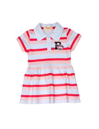 Imagem de Vestido Listrada  Gola Polo  Urso Infantil Menina Verão