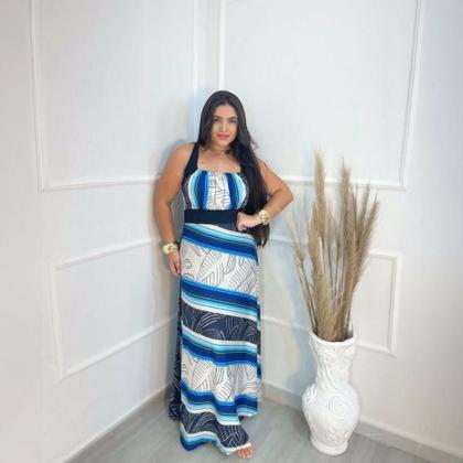 Imagem de Vestido Longo 3 Tiras Moda Evangélica Feminina