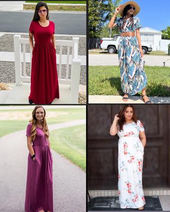 Imagem de Vestido longo AUSELILY feminino de manga curta, solto, liso, casual