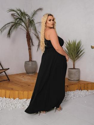 Imagem de Vestido Longo Branco Casamento Civil Noiva Gestante Chá Revelação Plus Size Manga Nula Fenda Faixa