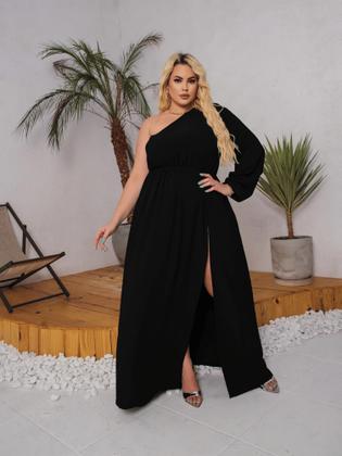 Imagem de Vestido Longo Branco Casamento Civil Noiva Gestante Chá Revelação Plus Size Manga Nula Fenda Faixa