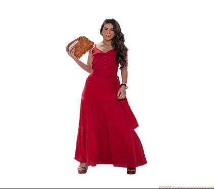 Imagem de Vestido Longo Camadas 3 Marias Decote Casual Festa Casamento Convidada