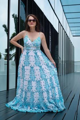 Imagem de Vestido Longo Casual Azul Serenity