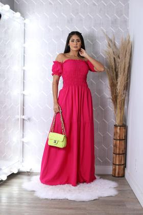 Imagem de Vestido longo cigana com elastex de tecido viscolinho