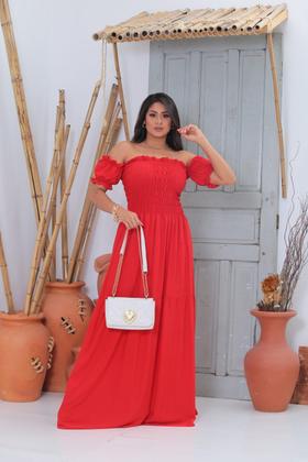 Imagem de Vestido longo cigana com elastex de tecido viscolinho