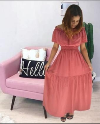 Imagem de Vestido longo Ciganinha Com Babado Feminino em Viscolino