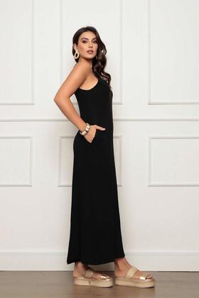 Imagem de Vestido Longo de Alcinha com Bolsos Preto