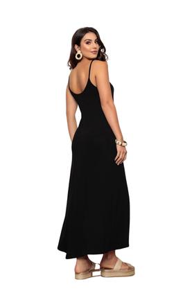 Imagem de Vestido Longo de Alcinha com Bolsos Preto
