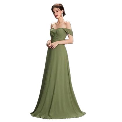 Imagem de Vestido Longo De Chiffon Plissado Com Decote Coração Para Formatura, Festa E Madrinha