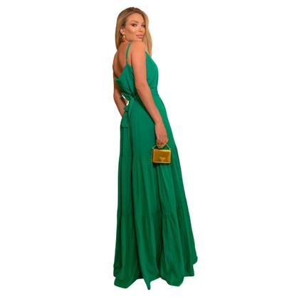 Imagem de Vestido Longo De Festa Com Amarração E Detalhe No Decote Casual Social Feminino Confortável