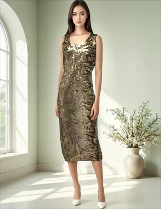 Imagem de Vestido Longo De Festa Indiano, Tule Bord Com Paetê, Cinza