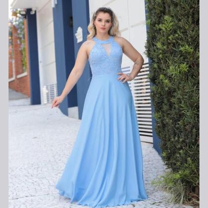 Imagem de Vestido Longo De Festa Para Madrinha , Formatura, Festas. Cor:Azul tifane tamanho:G