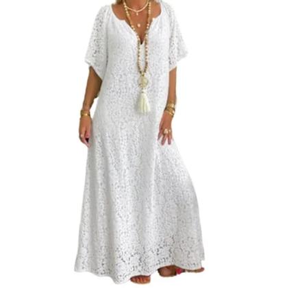 Imagem de Vestido Longo de Renda Soltinho Com Mangas Forrado Boho ve 64