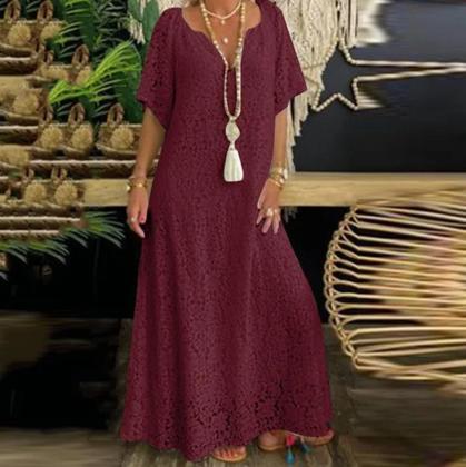Imagem de Vestido Longo de Renda Soltinho Com Mangas Forrado Boho ve 64